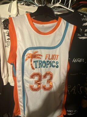 Flint Tropics funny movie Themed Basketball Jersey will ferrell size small